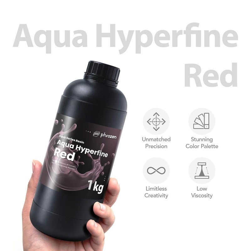 Phrozen Aqua Hyperfine Photopolymer Resin for 9K, 12K or Higher Resolution 3D Printers, 405nm LCD UV-Curing 3D Printing with Low Shrinkage & Superior Precision, Smooth Surface Finish (Red, 1KG) - Image 2